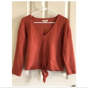 Madewell Textured Long Sleeve Tie-Front Top